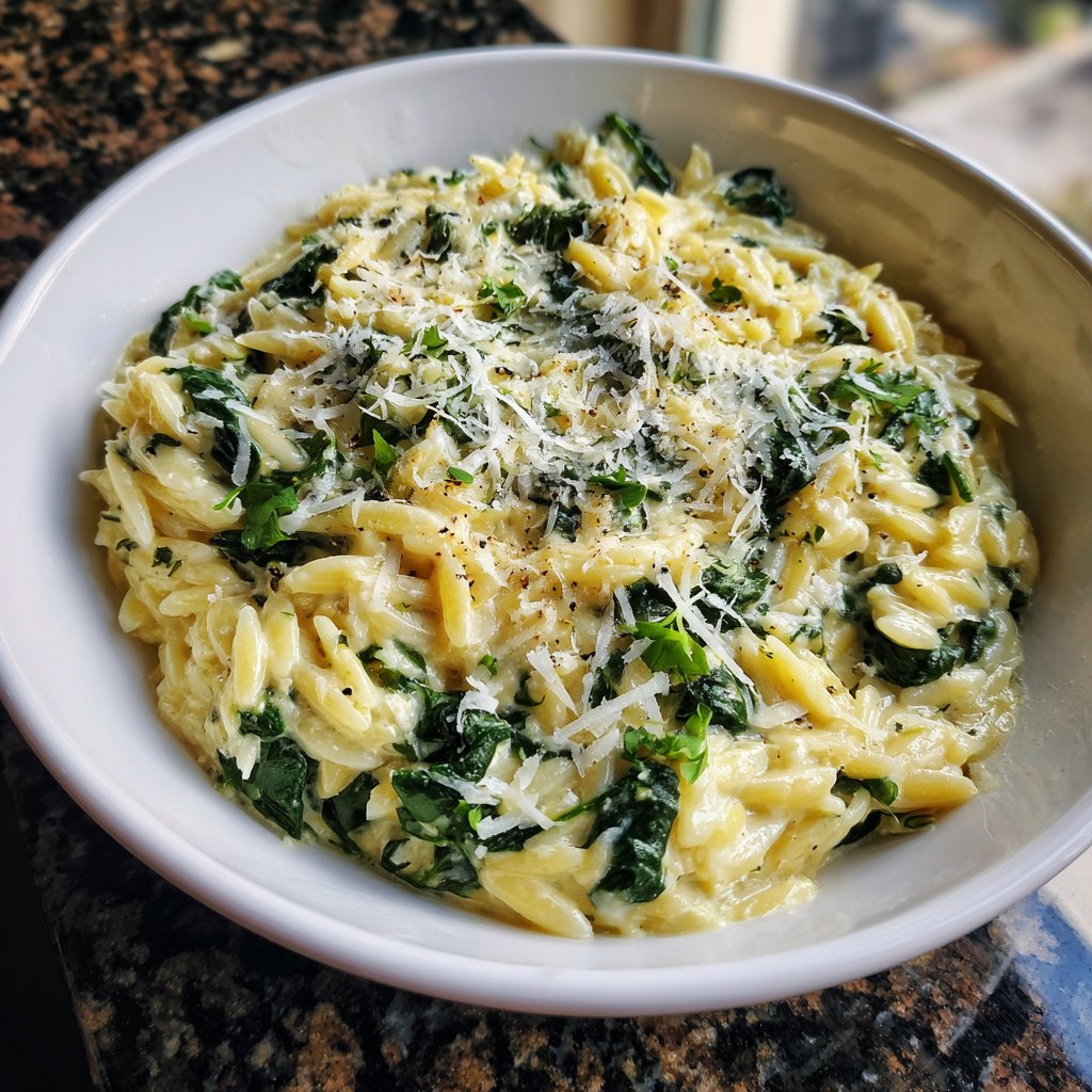 Creamy Spinach Parmesan Orzo