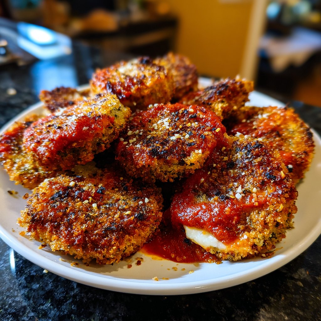 Crispy Eggplant Parmesan Coins