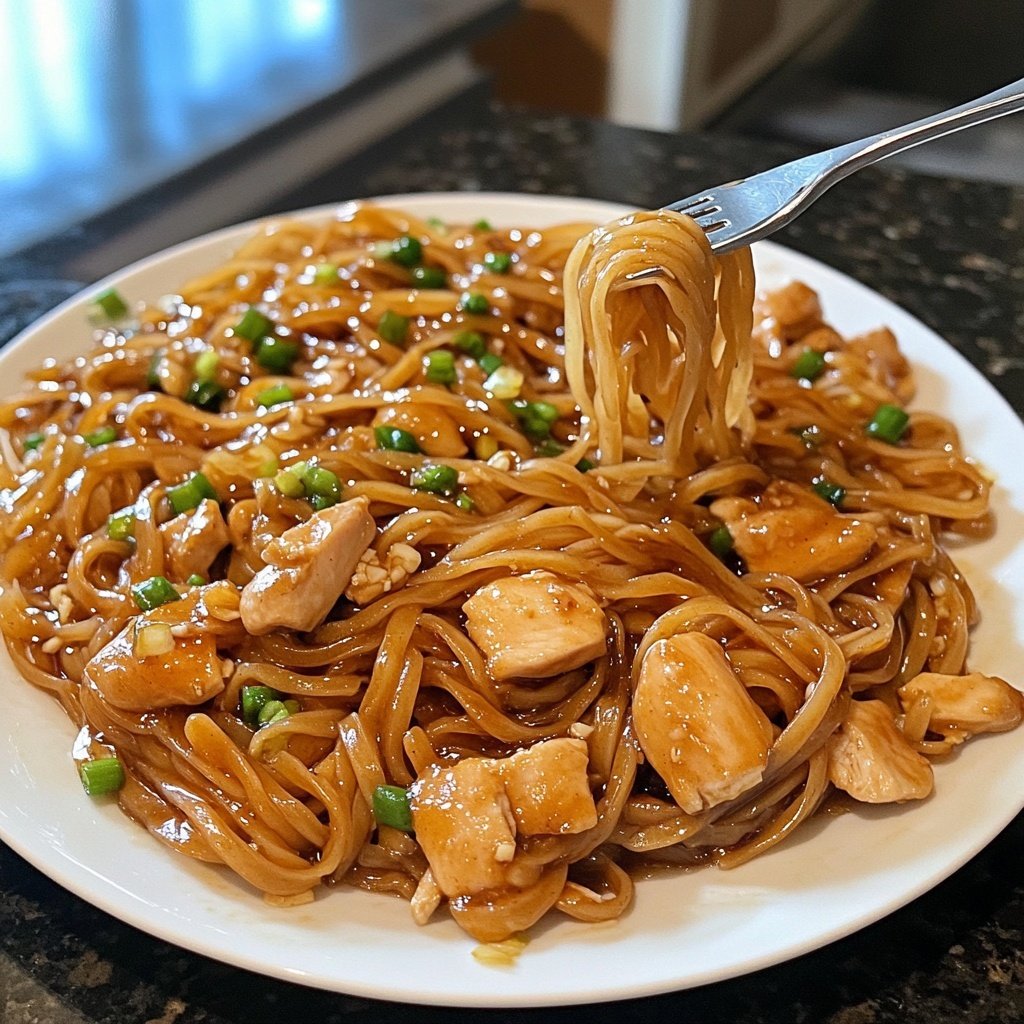 Sticky Garlic Chicken Noodles