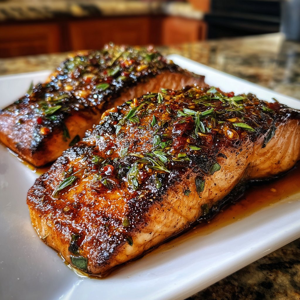 Salmon with Honey Rose Pepper Sauce