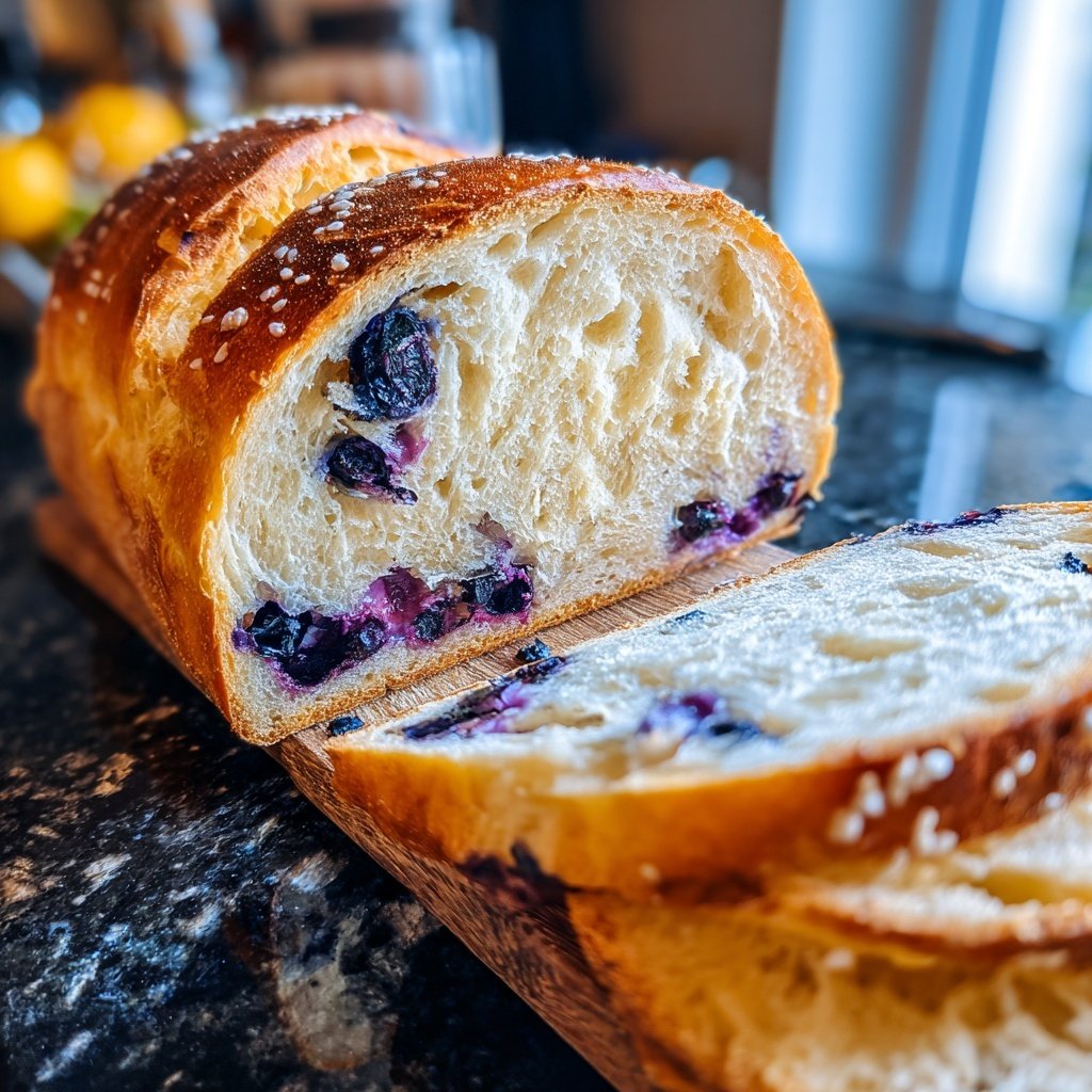 Blueberry Lemon Sourdough Bread Sliced