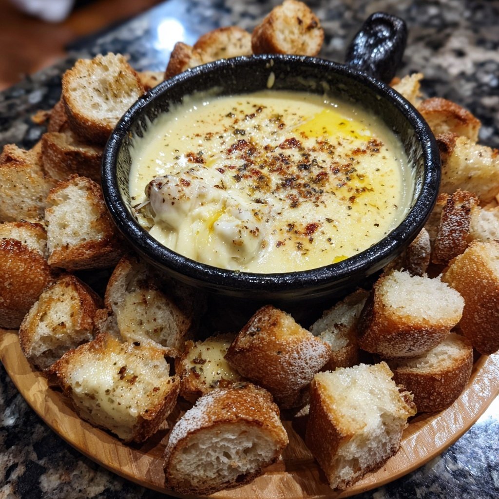 Fondue with Swiss Cheese and Garlic