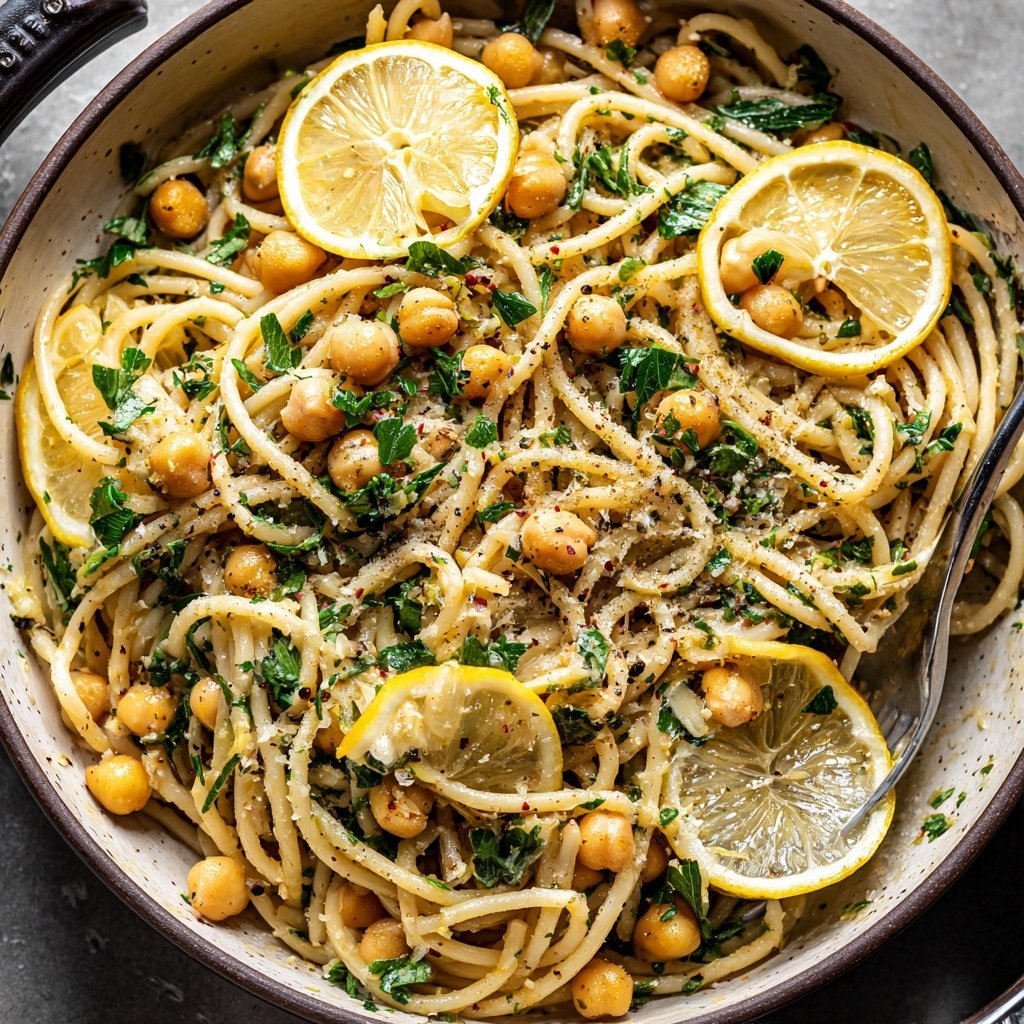 Garlic Lemon Chickpea Pasta