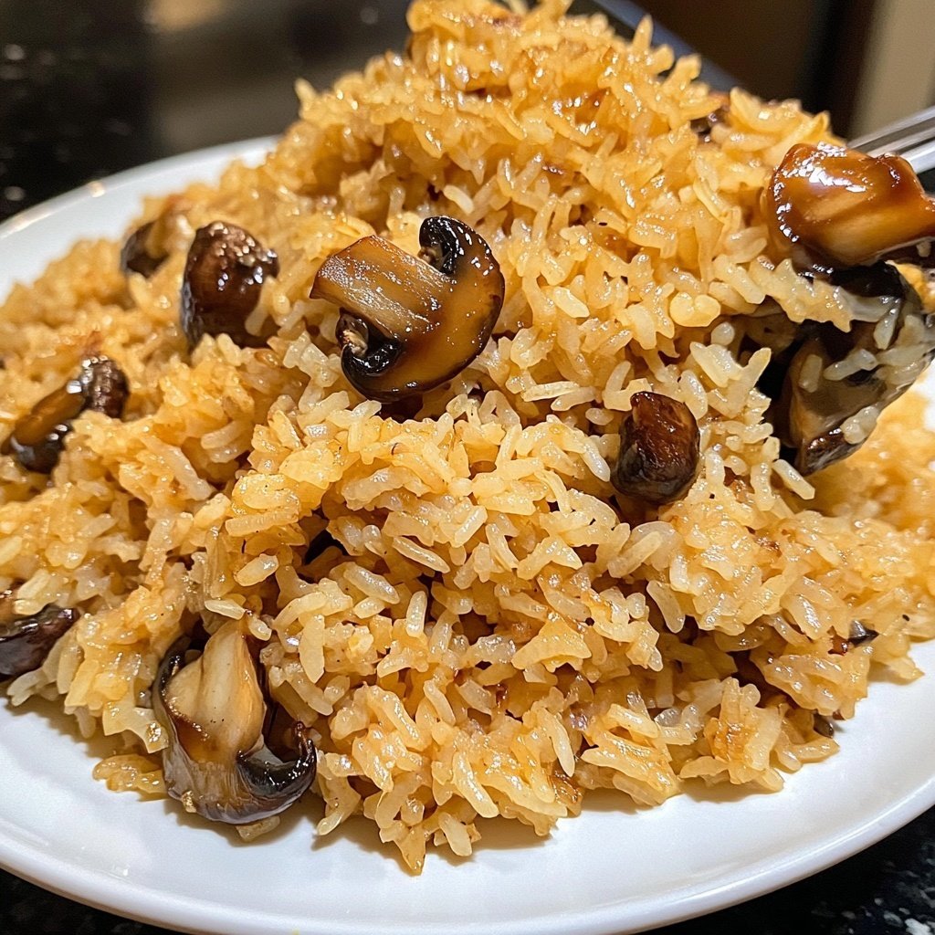 One Pot Soy Sauce Mushroom Rice