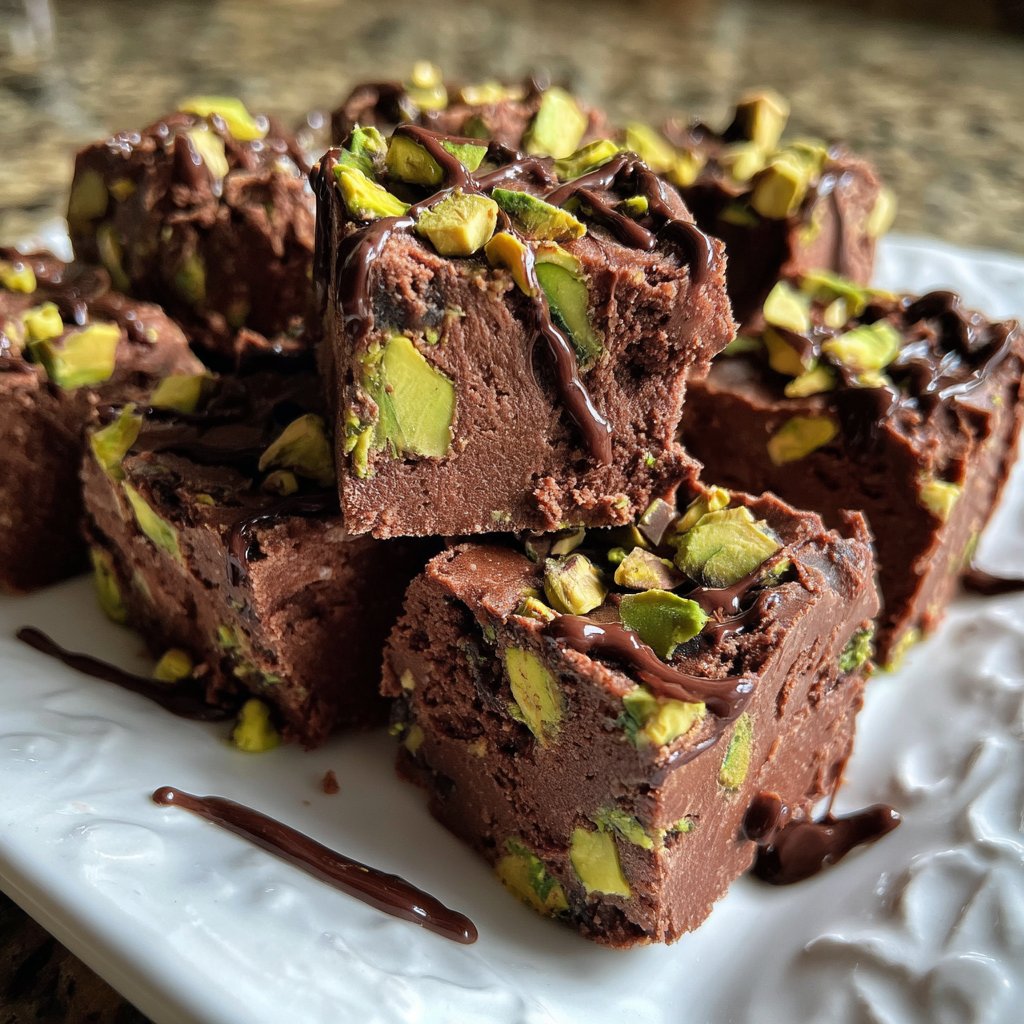 Chocolate Pistachio Fudge Bites